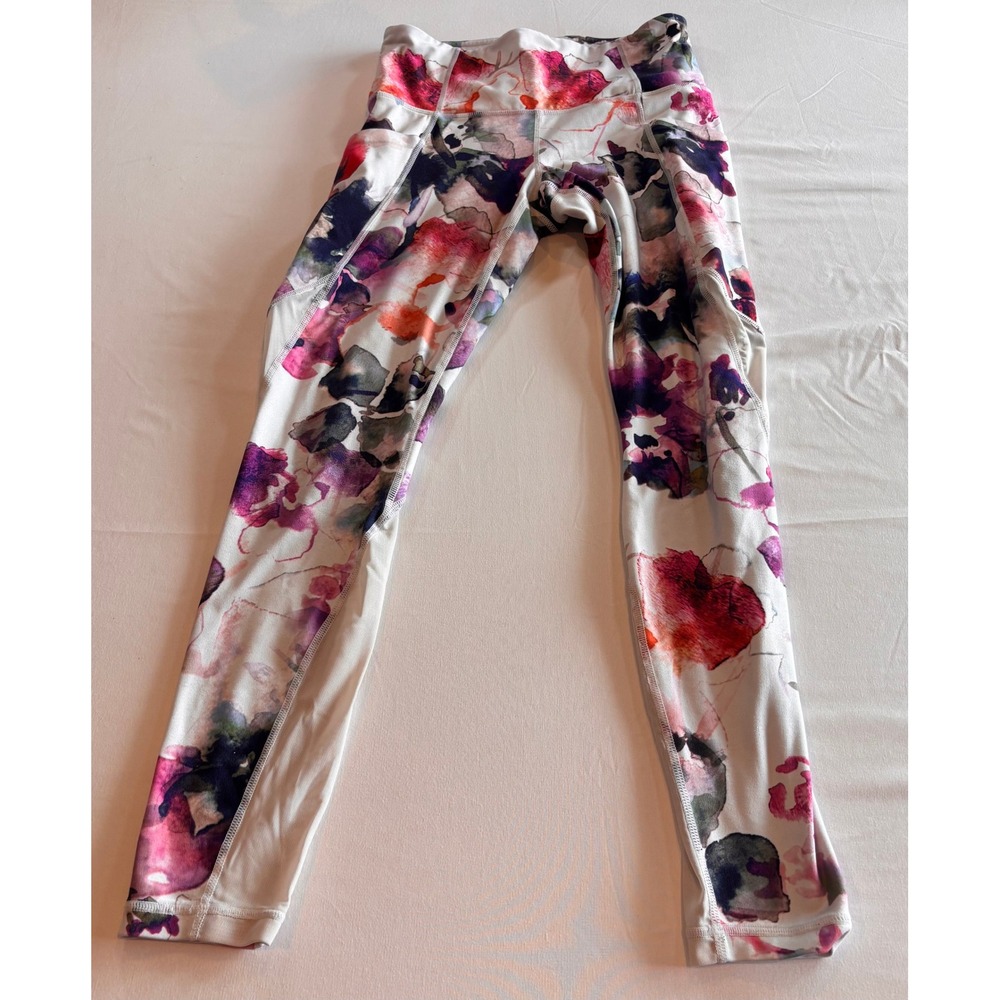 Athleta Flora Athletic Leggings with Pockets and Mesh Panels Pink Purple